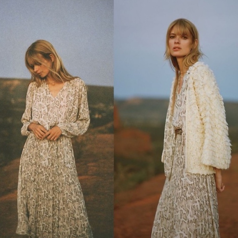 Anthropologie Current Air Olivia Snake-printed Midi Dress